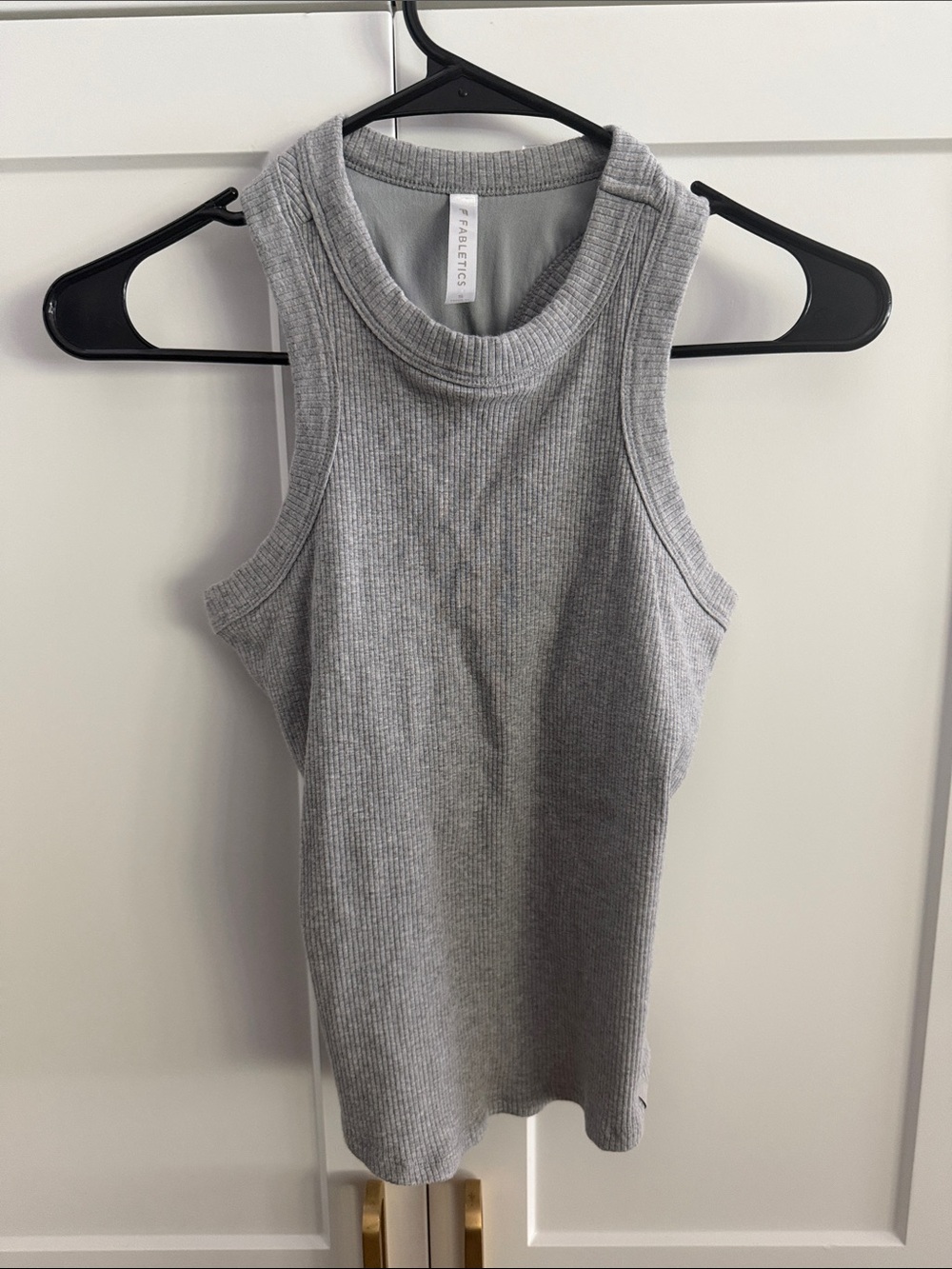 Fabletics Gray Ribbed High-Neck Tank